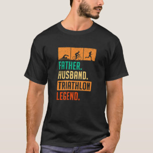 メンス父トライアスロン伝説走泳ぐ自転車 Tシャツ