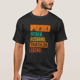 メンス父トライアスロン伝説走泳ぐ自転車 Tシャツ