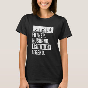 メンス父トライアスロン伝説走泳ぐ自転車 Tシャツ