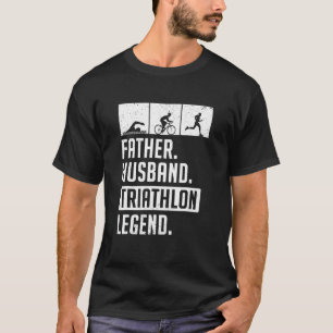 メンス父トライアスロン伝説走泳ぐ自転車 Tシャツ