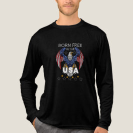 メンス生まれフリーインザ・アメリカ長袖 トライブレンドTシャツ