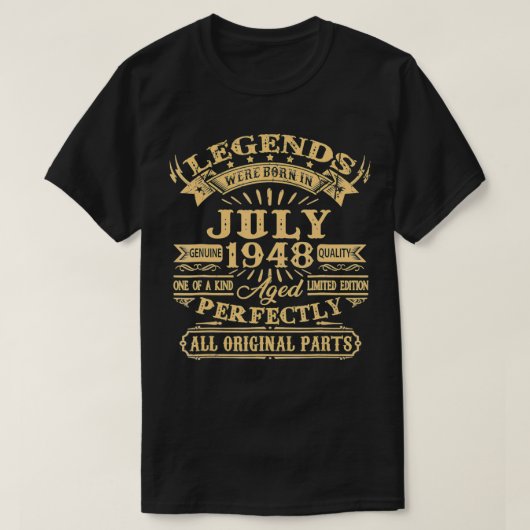 メンス生まれレジェンドは1948年7月74誕生日 Tシャツ (デザイン正面)