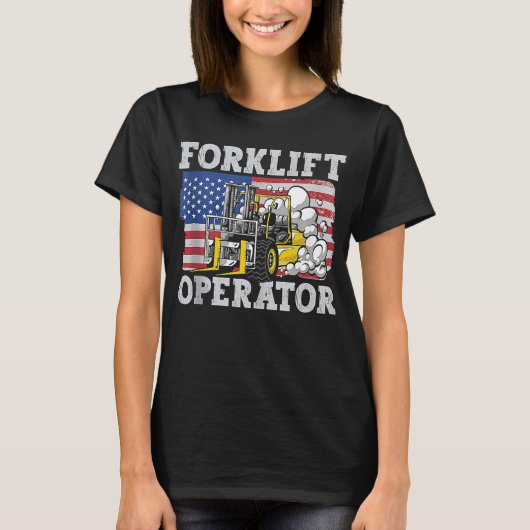 メンス米国国旗のフォークリフトのオペレータ Tシャツ (正面)