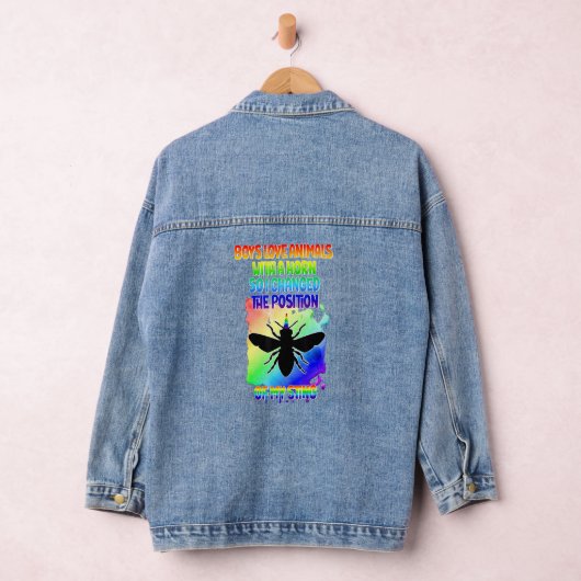 メンス誇りを持ったゲイボーイズプライドLGBTQゲイビーキーパーライ デニムジャケット (ハンガー)