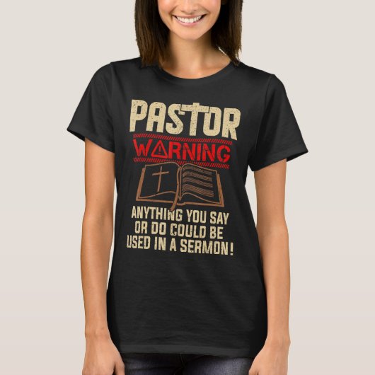 メンス警告牧師の説教クリスチャン説教者ミニ Tシャツ (正面)