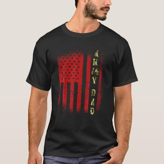 メンス軍パパ米国国旗の米国軍隊父親日 Tシャツ (正面)