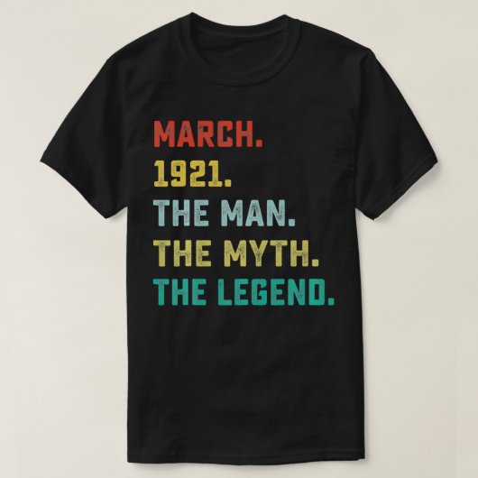 メンス100誕生日ギフト行進The Man Myth Legen Tシャツ (デザイン正面)