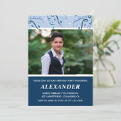 メンス16歳の誕生日招待状写真ネイビーブルー 招待状 (スタンド正面)