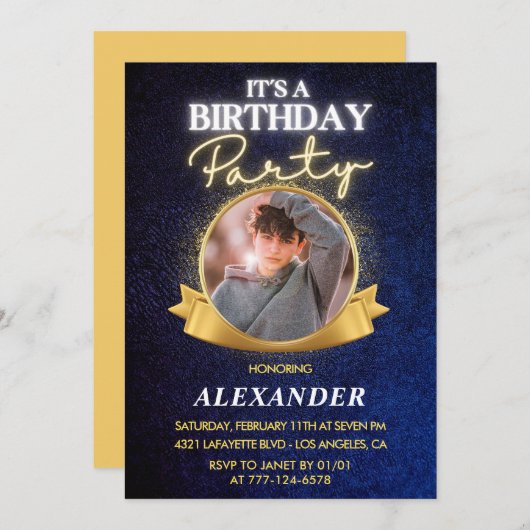 メンス18th誕生日招待状シエレガントック 招待状 (正面/裏面)