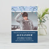 メンス22歳の誕生日招待状Photo Navy Blue 招待状 (スタンド正面)