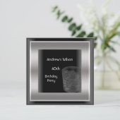 メンス40歳の誕生日パーティーエレガントブラックシルバーマン 招待状 (スタンド正面)