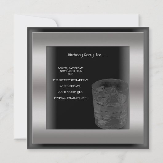 メンス40歳の誕生日パーティーエレガントブラックシルバーマン 招待状
