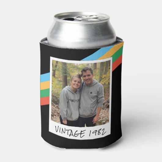 メンス40th誕生日ヴィンテージ1982ストライプのクーラーボックス 缶クーラー (缶正面)