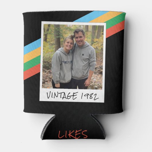 メンス40th誕生日ヴィンテージ1982ストライプのクーラーボックス 缶クーラー (正面)