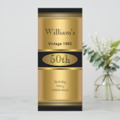 メンス50thバースデーパーティー金ゴールドブラックヴィンテージ 招待状 (スタンド正面)