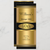 メンス50thバースデーパーティー金ゴールドブラックヴィンテージ 招待状 (正面/裏面)