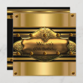 メンス60thバースデーパーティー金ゴールドブラックマン 招待状 (正面/裏面)