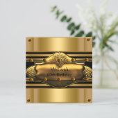 メンス60thバースデーパーティー金ゴールドブラックマン 招待状 (スタンド正面)