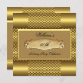 メンス60thバースデーパーティー金ゴールドメタルマン2 招待状 (正面/裏面)