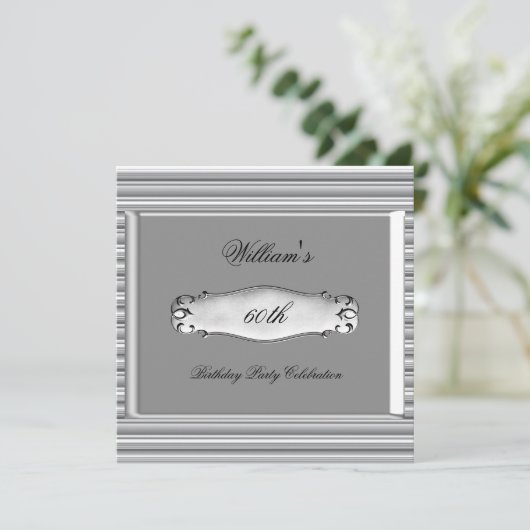 メンス60th誕生日パーティシルバーメタルマン 招待状 (スタンド正面)