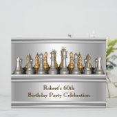 メンス60th誕生日パーティチェスセットメタル 招待状 (スタンド正面)