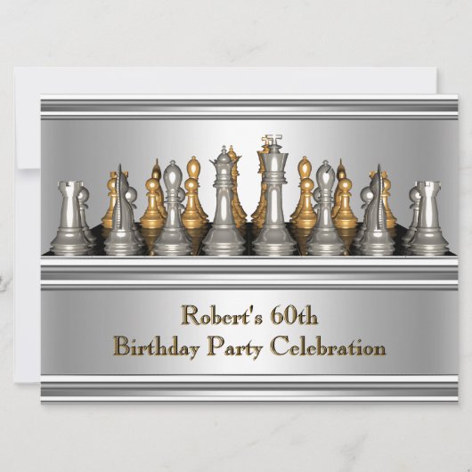 メンス60th誕生日パーティチェスセットメタル 招待状 (正面)