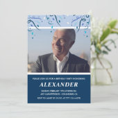 メンス70歳の誕生日招待状Photo Navy Blue 招待状 (スタンド正面)