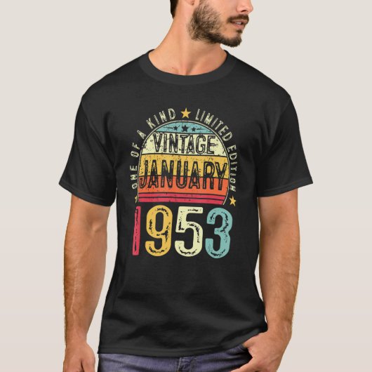 メンス70番目の誕生日ヴィンテージ1953年1月70年 Tシャツ (正面)