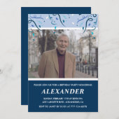 メンス80歳の誕生日招待状写真ネイビーブルー 招待状 (正面/裏面)