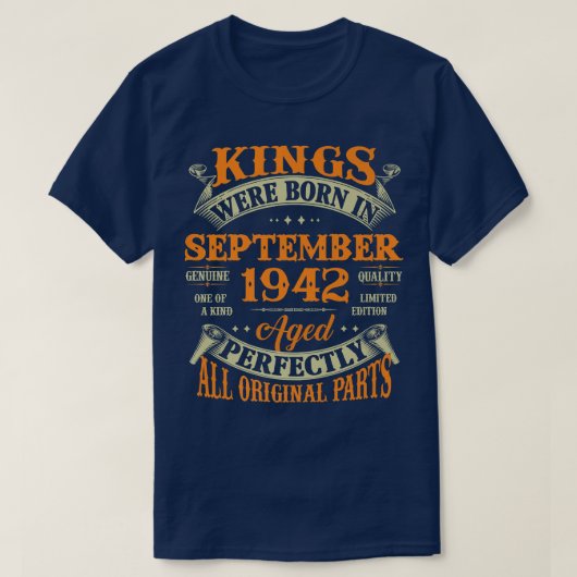 メンス80誕生日ギフト生まれキング9月19日 Tシャツ (デザイン正面)