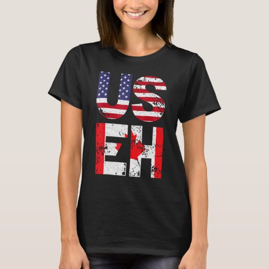 メンス・アメリカEh Iカナダ国旗 Tシャツ (正面)