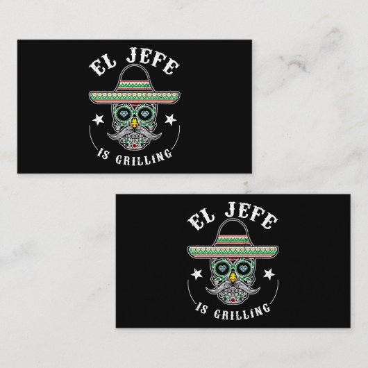 メンス・エル・ジェフェはメキシコのグリルおもしろいスタンド 名刺 (正面/裏面)