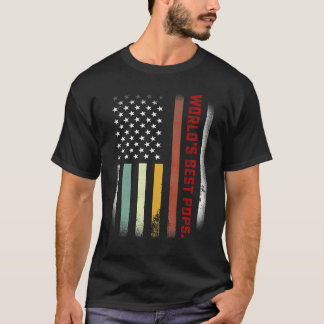 メンス・ファーザーズ・デイ・ワールド最高ののポップ・エバー米国国旗 Tシャツ