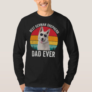 メンス・ホワイト・ドイツ・シェパード・パパヴィンテージ・ドッグ・ラバー Tシャツ