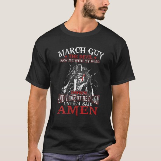 メンス・マーチ・ガイ悪魔は私の頭を下げて見た Tシャツ (正面)