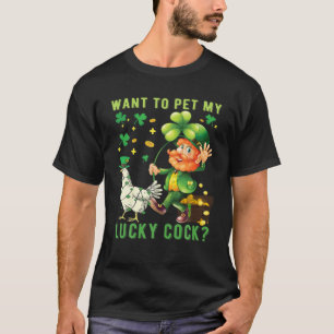 メンス – 私の幸運のおんどりをペットにしたおもしろいいセントパトリ Tシャツ