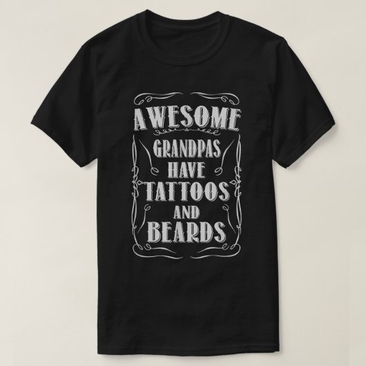 メンス・素晴らしグランパは刺青と顎鬚を持つ Tシャツ (デザイン正面)