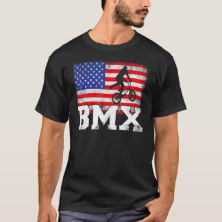 メンスBmx自転車スタントレーシングヴィンテージUsa国旗Bmx Tシャツ