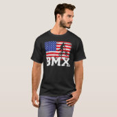 メンスBmx自転車スタントレーシングヴィンテージUsa国旗Bmx Tシャツ (正面フル)