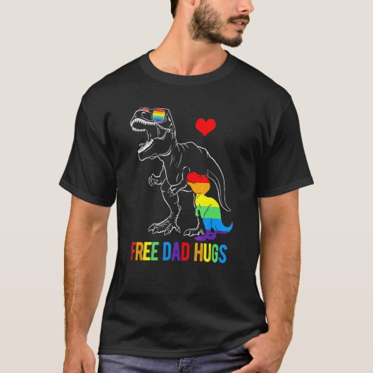 メンスLgbtqフリーパパハグス恐竜レックスダディAlly R Tシャツ (正面)