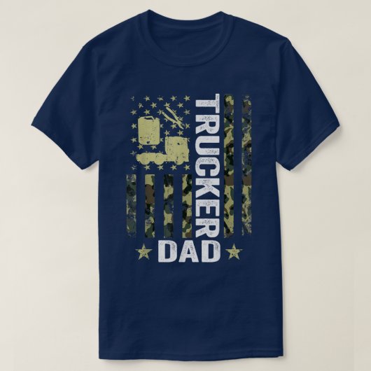 メンスUSA国旗Camoue Truckerパパ愛国的父 Tシャツ (デザイン正面)