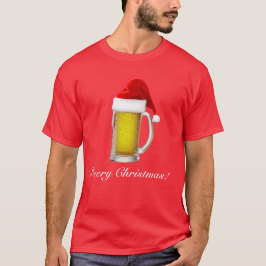 メンズおもしろいなBeeryクリスマスビールTシャツ Tシャツ (正面)