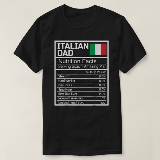 メンズおもしろいイタリアンパパ栄養事実父D Tシャツ (デザイン正面)
