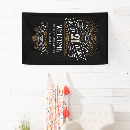 メンズおもしろいウイスキー21歳の誕生日 横断幕 (インサイチュ)