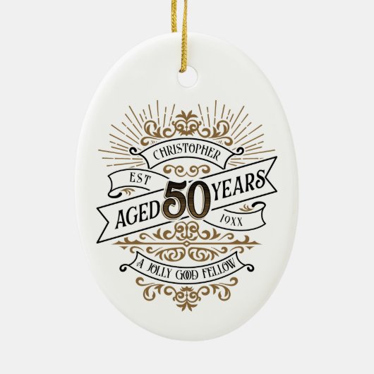 メンズおもしろいウイスキー50誕生日 セラミックオーナメント (裏面)