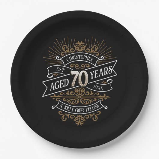 メンズおもしろいウイスキー70誕生日 ペーパープレート (正面)