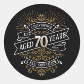 メンズおもしろいウイスキー70誕生日 ラウンドシール (正面)