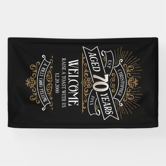 メンズおもしろいウイスキー70誕生日 横断幕 (横)