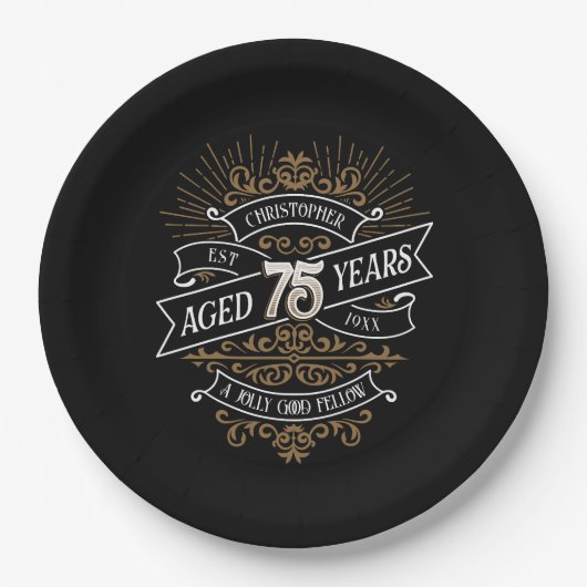 メンズおもしろいウイスキー75誕生日 ペーパープレート (正面)