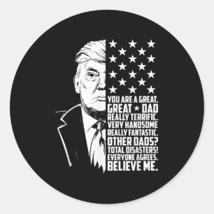 メンズおもしろいトランプお前は素晴らしパパの父の日だ ラウンドシール